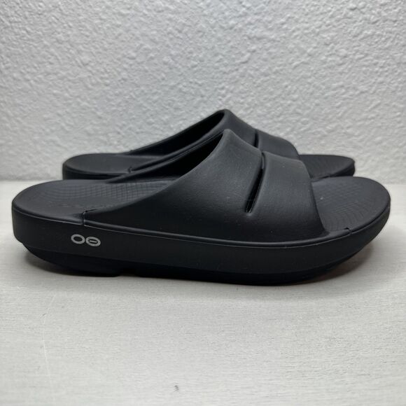 OOFOS OOahh Recovery Slide Slip On Sandals Black - Picture 1 of 7